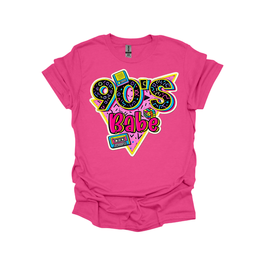 90’s Babe Retro Graphic T-Shirt or Sweatshirt – Colorful Throwback Vibes for Gen X & 90s Lovers