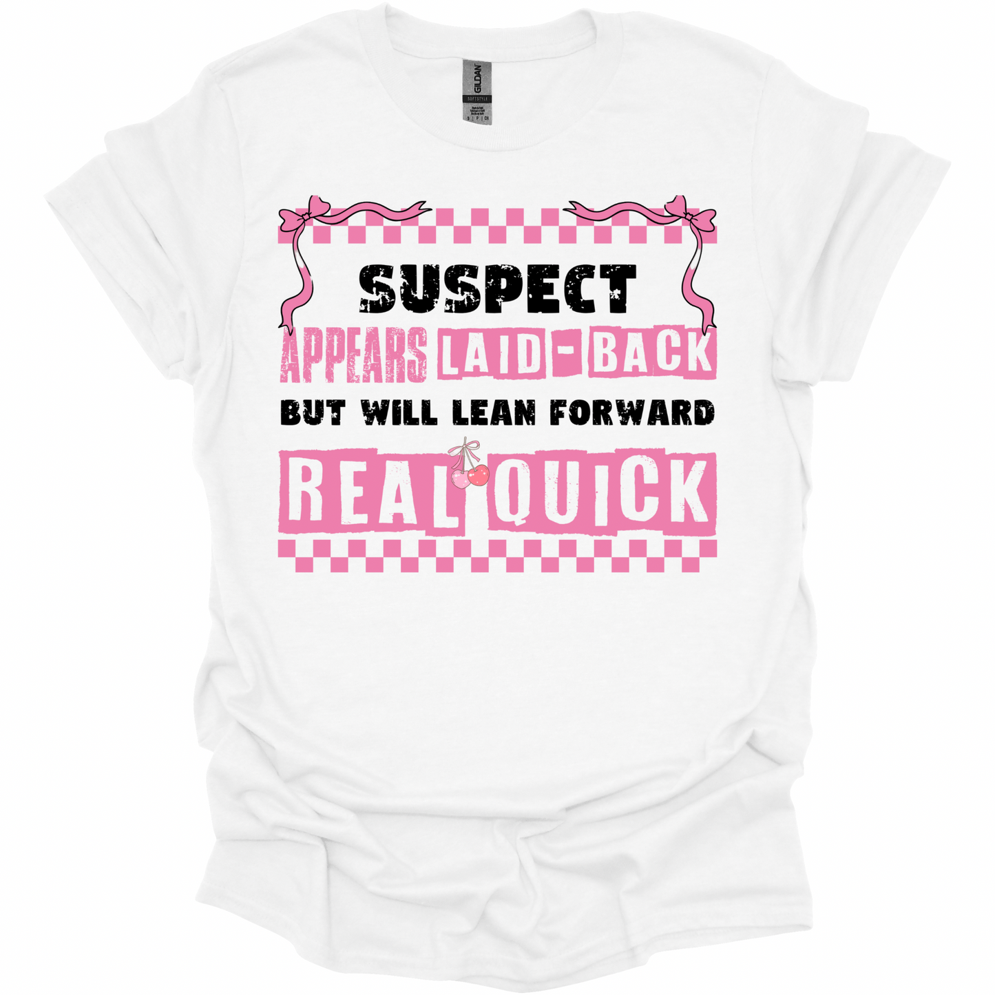 DTF Transfer – “Appears Laid-Back REAL QUICK” Pink Checkered Graphic – Ready-to-Press Heat Transfer for DIY Shirts & Apparel