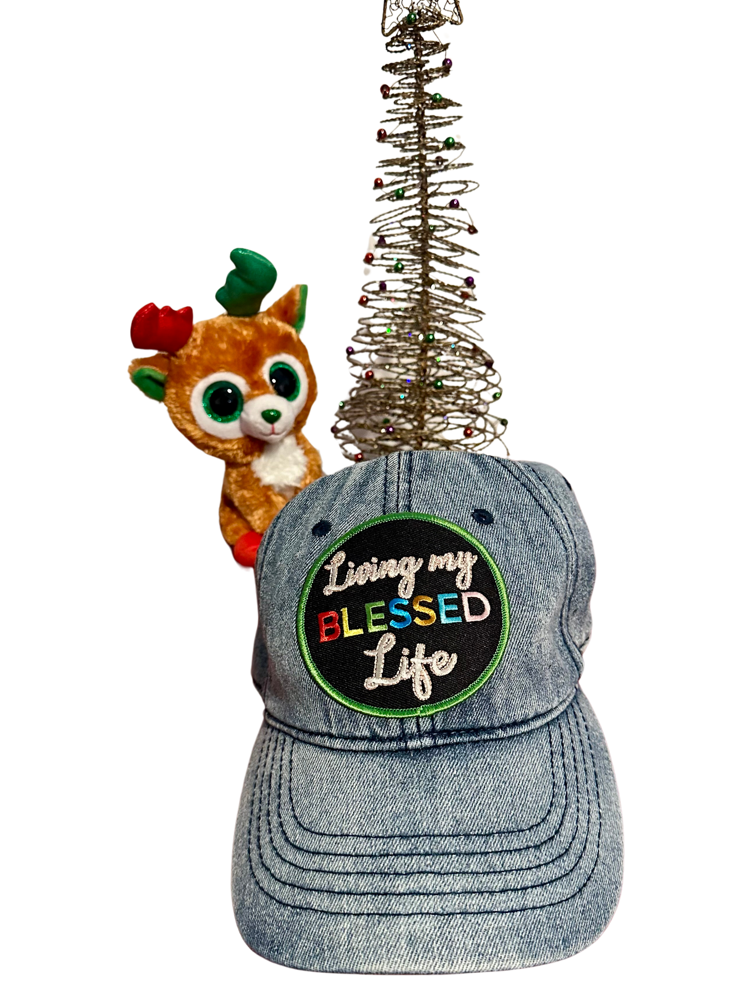 Living My Blessed Life Denim Hat – Faith-Inspired Embroidered Cap