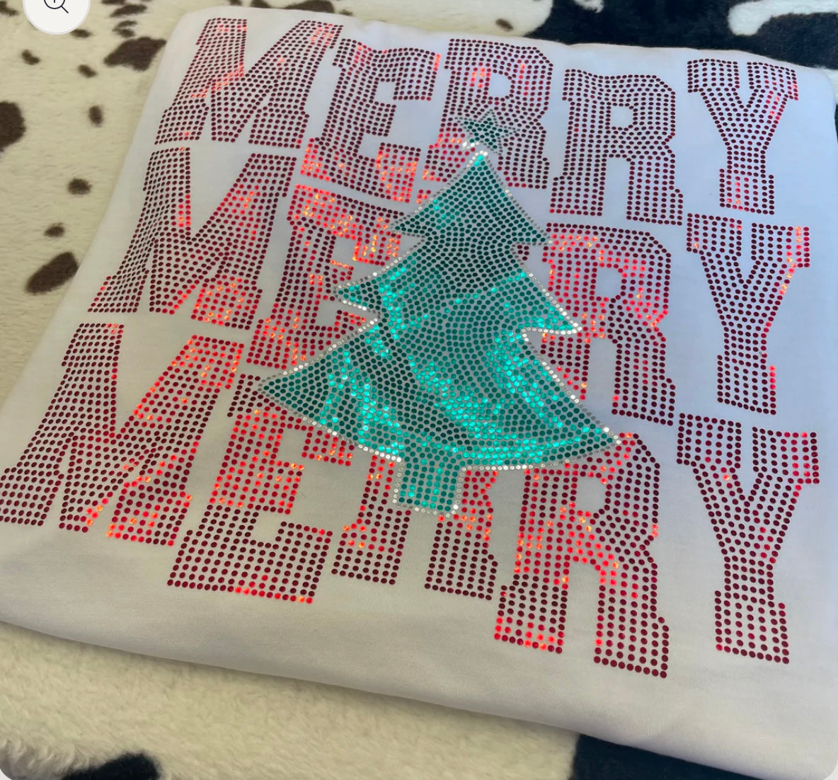 Merry Christmas Tree Spangle Design Sweatshirt