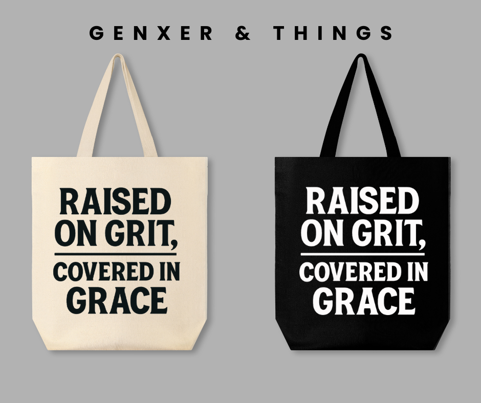 Raised on Grit, Covered in Grace – Faith-Inspired Motivational Tote Bag for Everyday Use