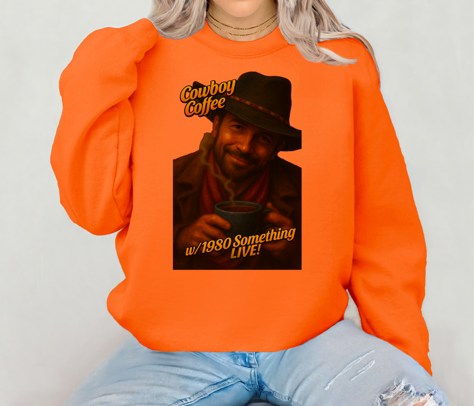 Cowboy Coffee 1980 Something LIVE! Retro Gen X Sweatshirt | GenXEr & Things