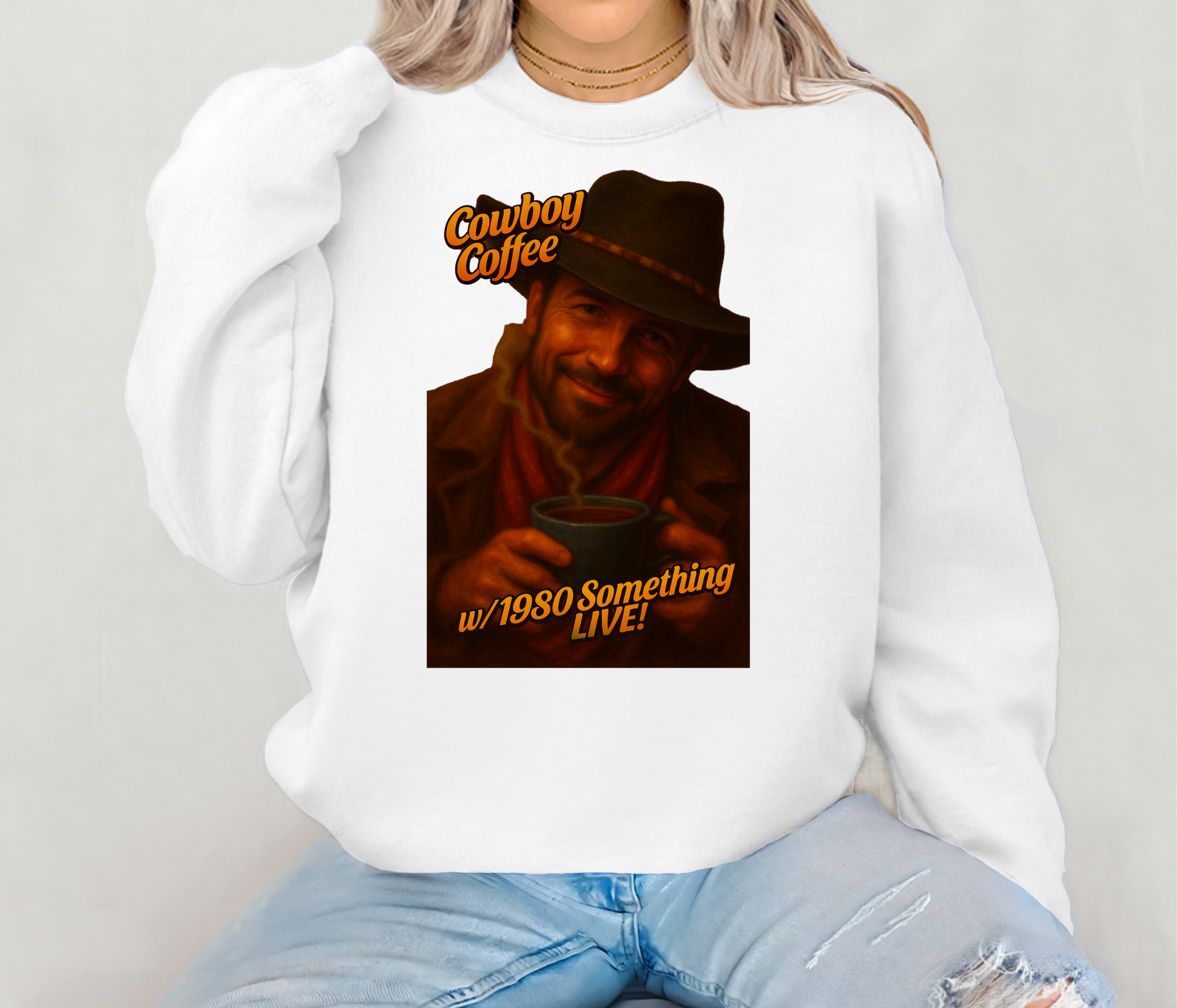 Cowboy Coffee 1980 Something LIVE! Retro Gen X Sweatshirt | GenXEr & Things