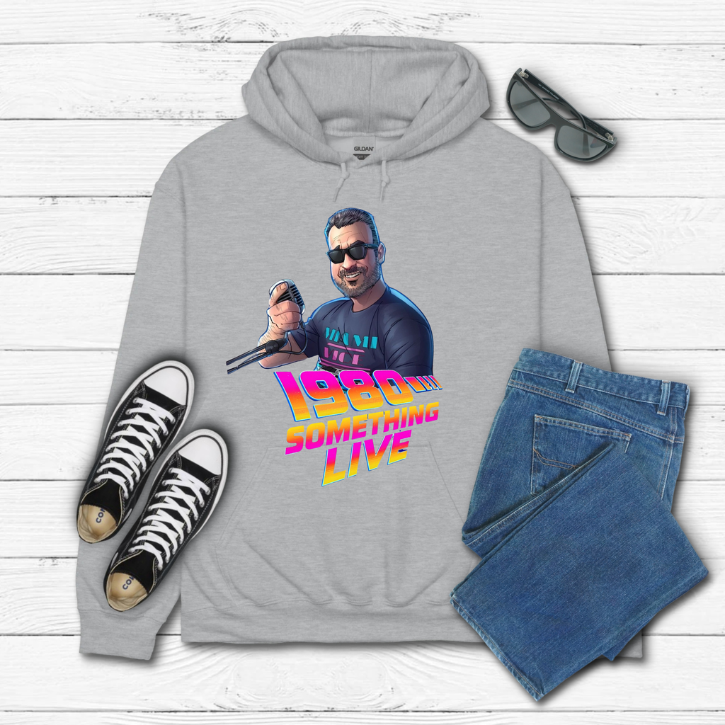 1980 Something LIVE! Hoodie – Classic Gen X Cool with Retro Neon Energy