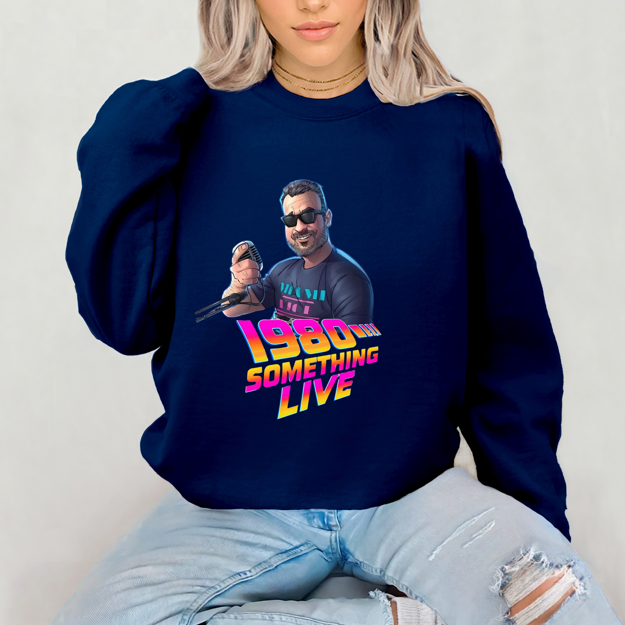 1980 Something LIVE! Sweatshirt – Classic Gen X Cool with Retro Neon Energy