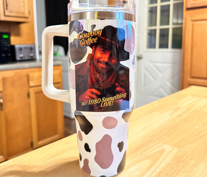 Cowboy Coffee Tumbler - LIMITED EDITION 1980 Something LIVE! Retro Cowboy Drinkware | Western Coffee Tumbler