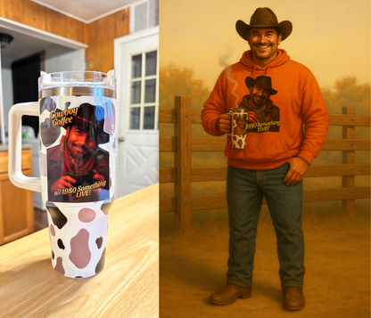 Cowboy Coffee Tumbler - LIMITED EDITION 1980 Something LIVE! Retro Cowboy Drinkware | Western Coffee Tumbler