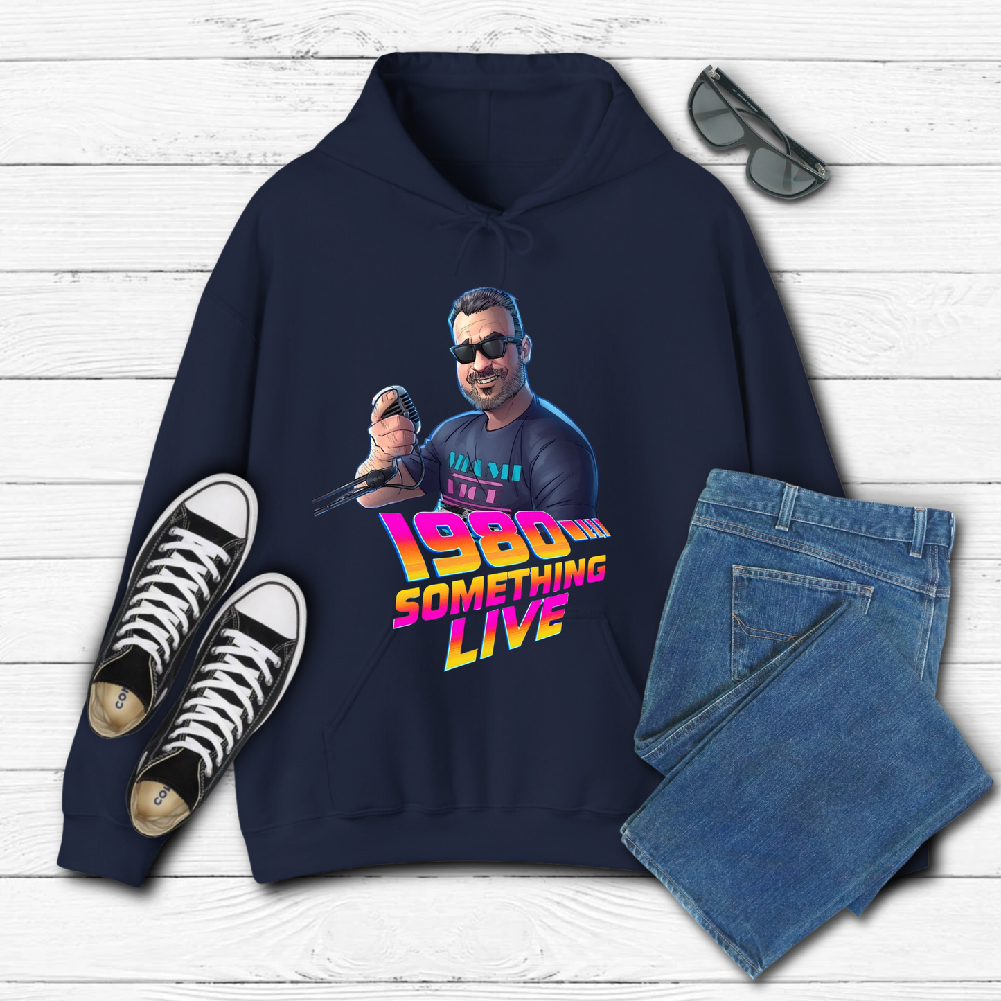 1980 Something LIVE! Hoodie – Classic Gen X Cool with Retro Neon Energy