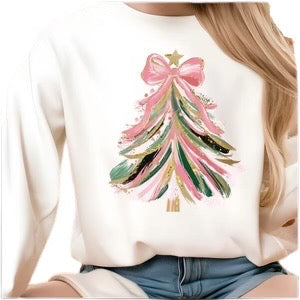 Pink Christmas Tree T-shirt, Long Sleeve T or Sweatshirt