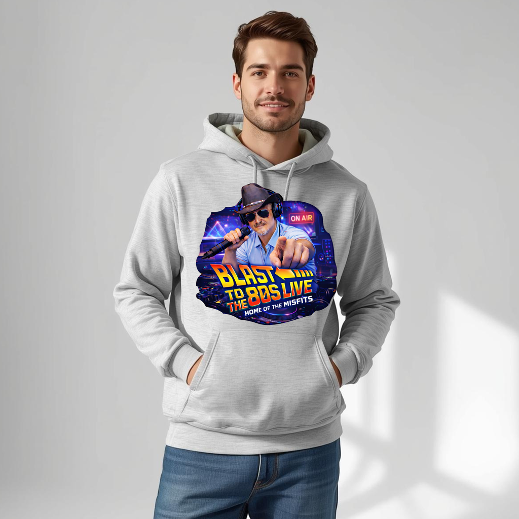 Blast to the 80s LIVE Hoodie | Retro Radio Host Design | 80s Nostalgia Apparel