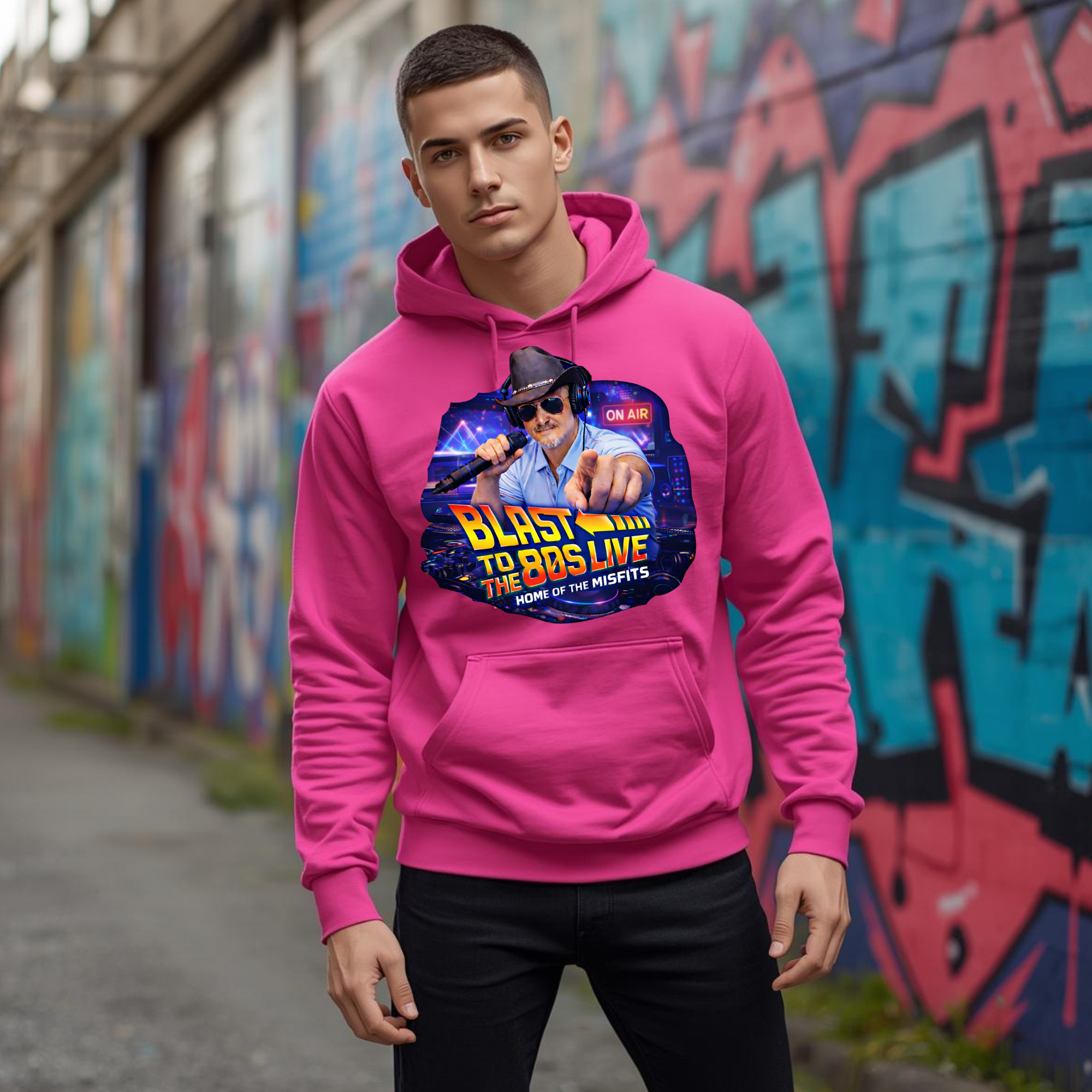 Blast to the 80s LIVE Hoodie | Retro Radio Host Design | 80s Nostalgia Apparel