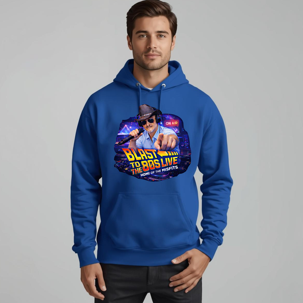 Blast to the 80s LIVE Hoodie | Retro Radio Host Design | 80s Nostalgia Apparel