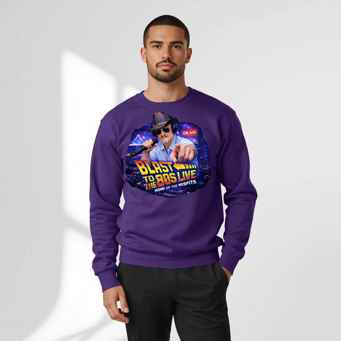 Blast to the 80s LIVE Sweatshirt | Retro Radio Host Design | 80s Nostalgia Apparel