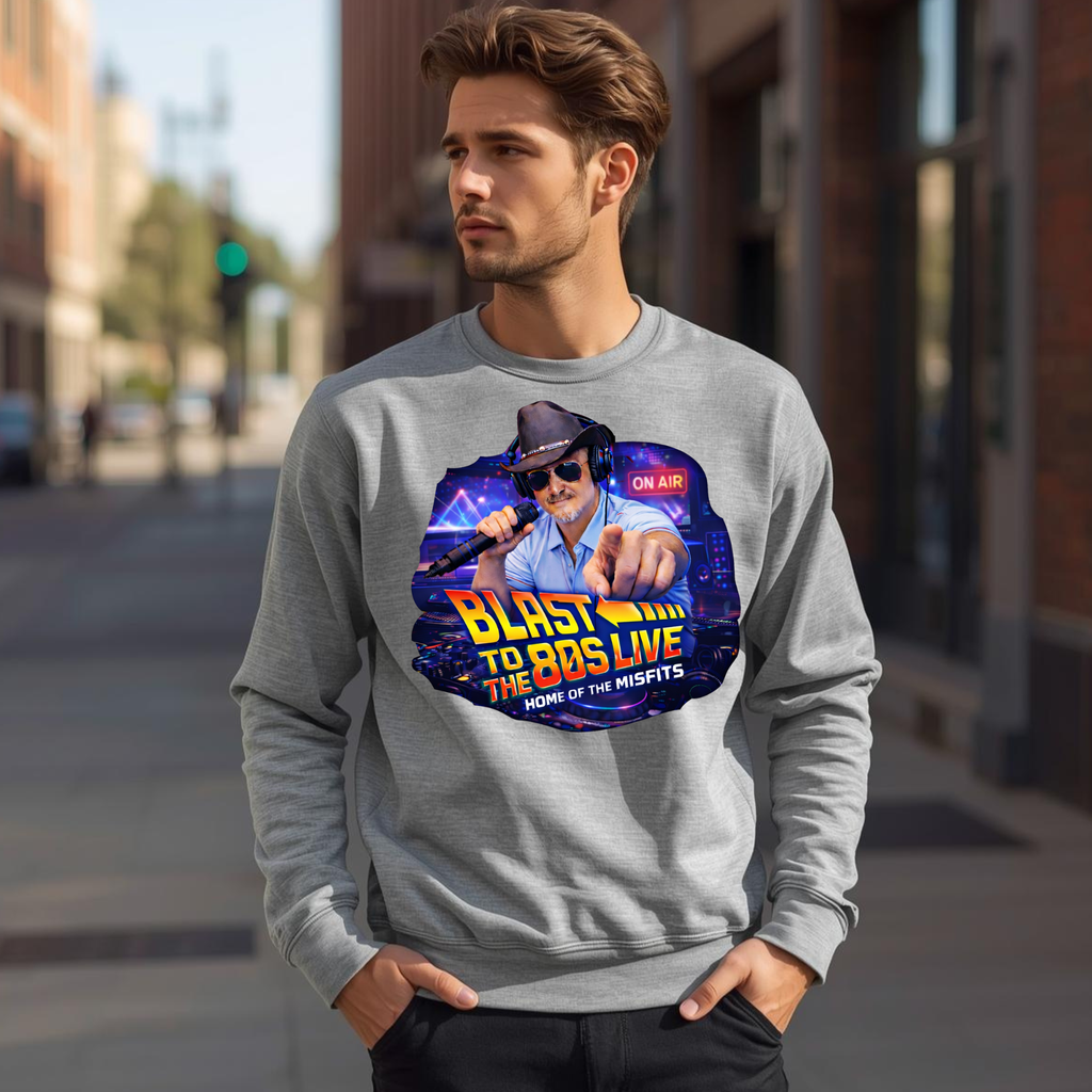 Blast to the 80s LIVE Sweatshirt | Retro Radio Host Design | 80s Nostalgia Apparel