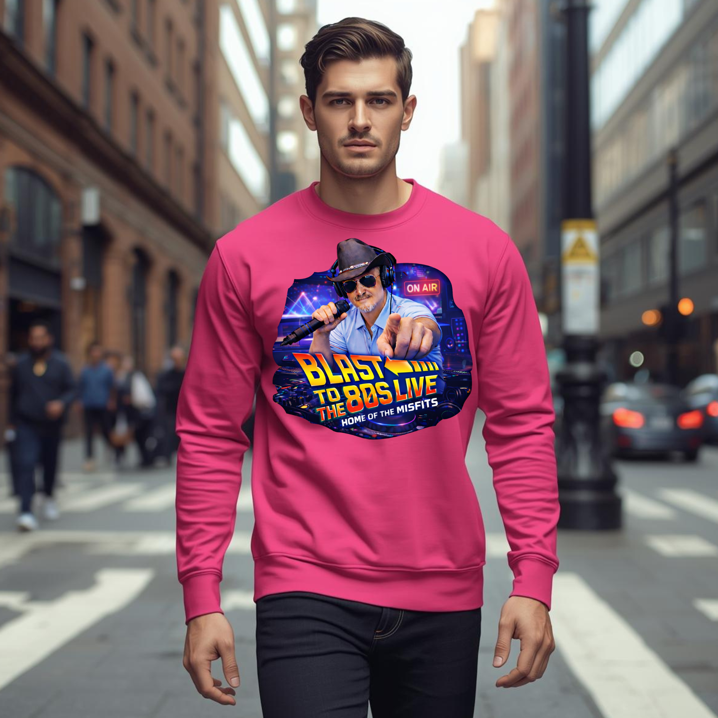 Blast to the 80s LIVE Sweatshirt | Retro Radio Host Design | 80s Nostalgia Apparel