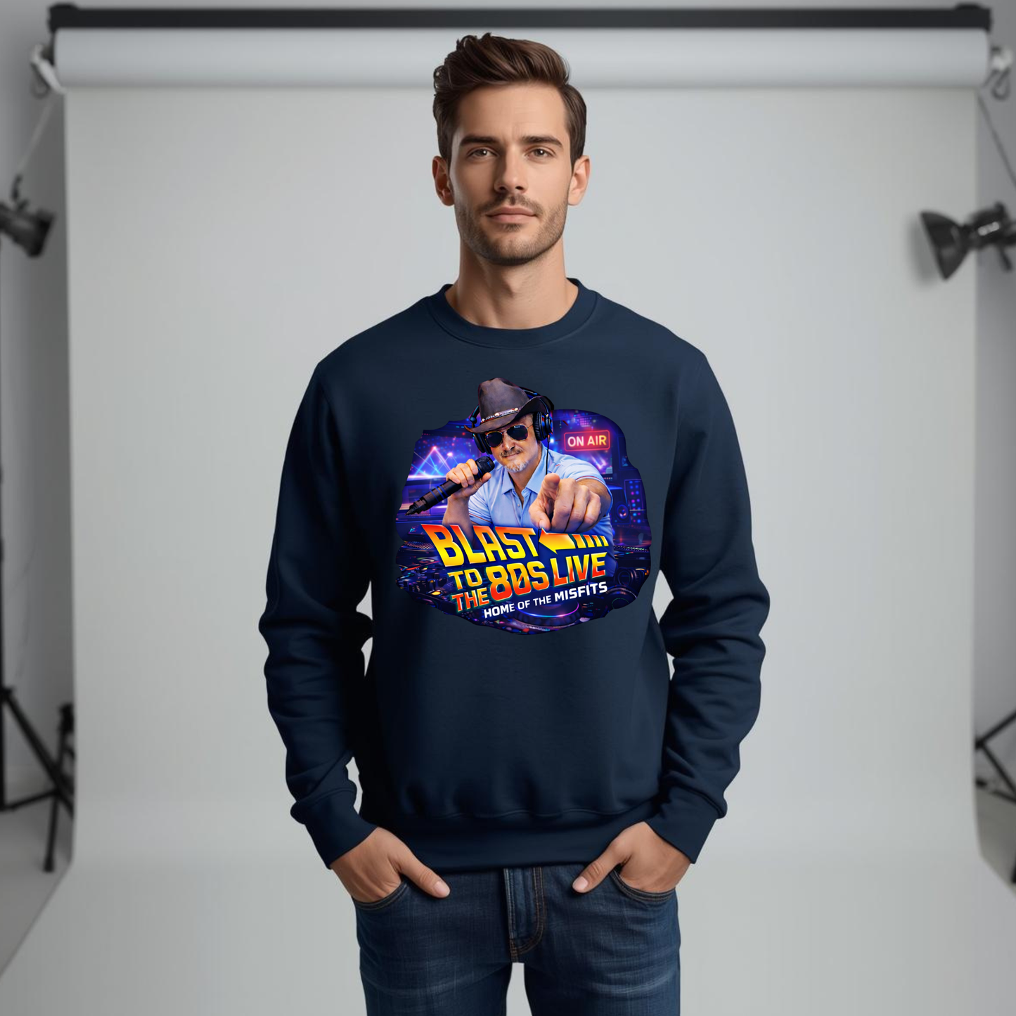 Blast to the 80s LIVE Sweatshirt | Retro Radio Host Design | 80s Nostalgia Apparel