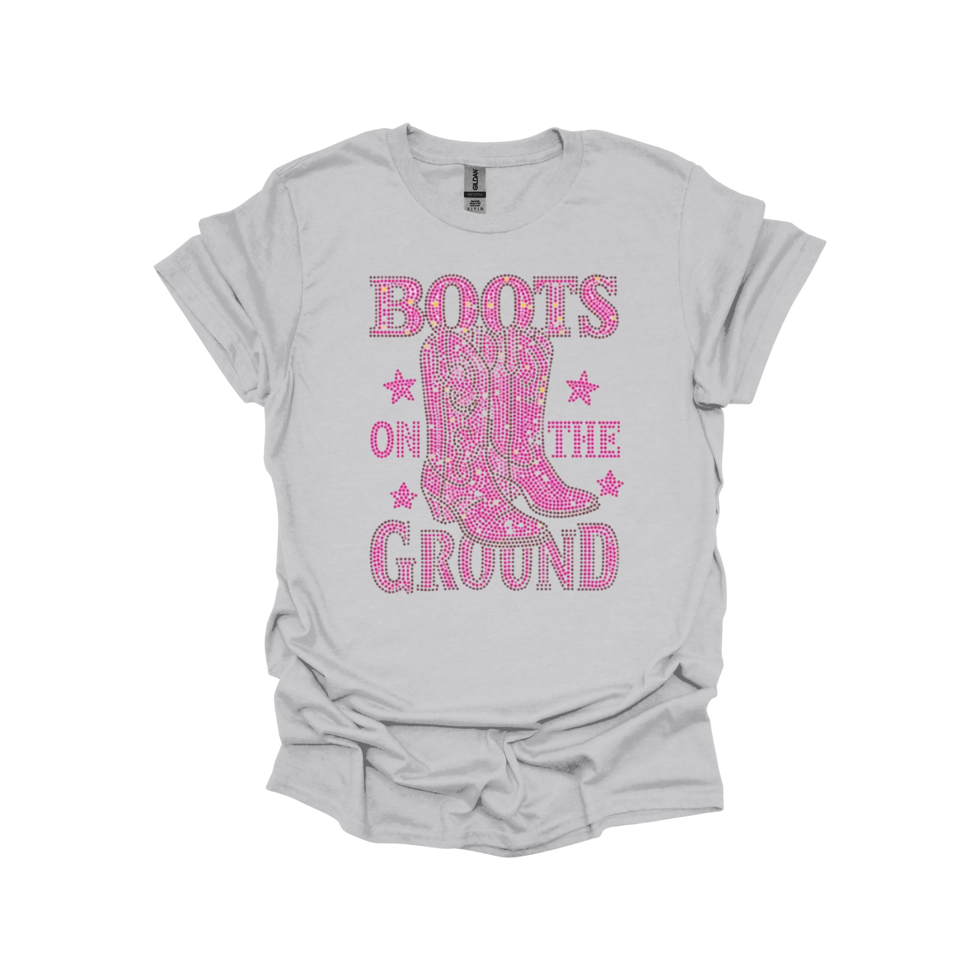 Boots On The Ground Rhinestone Bling Graphic Tee