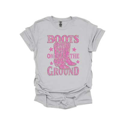 Boots On The Ground Rhinestone Bling Graphic Tee