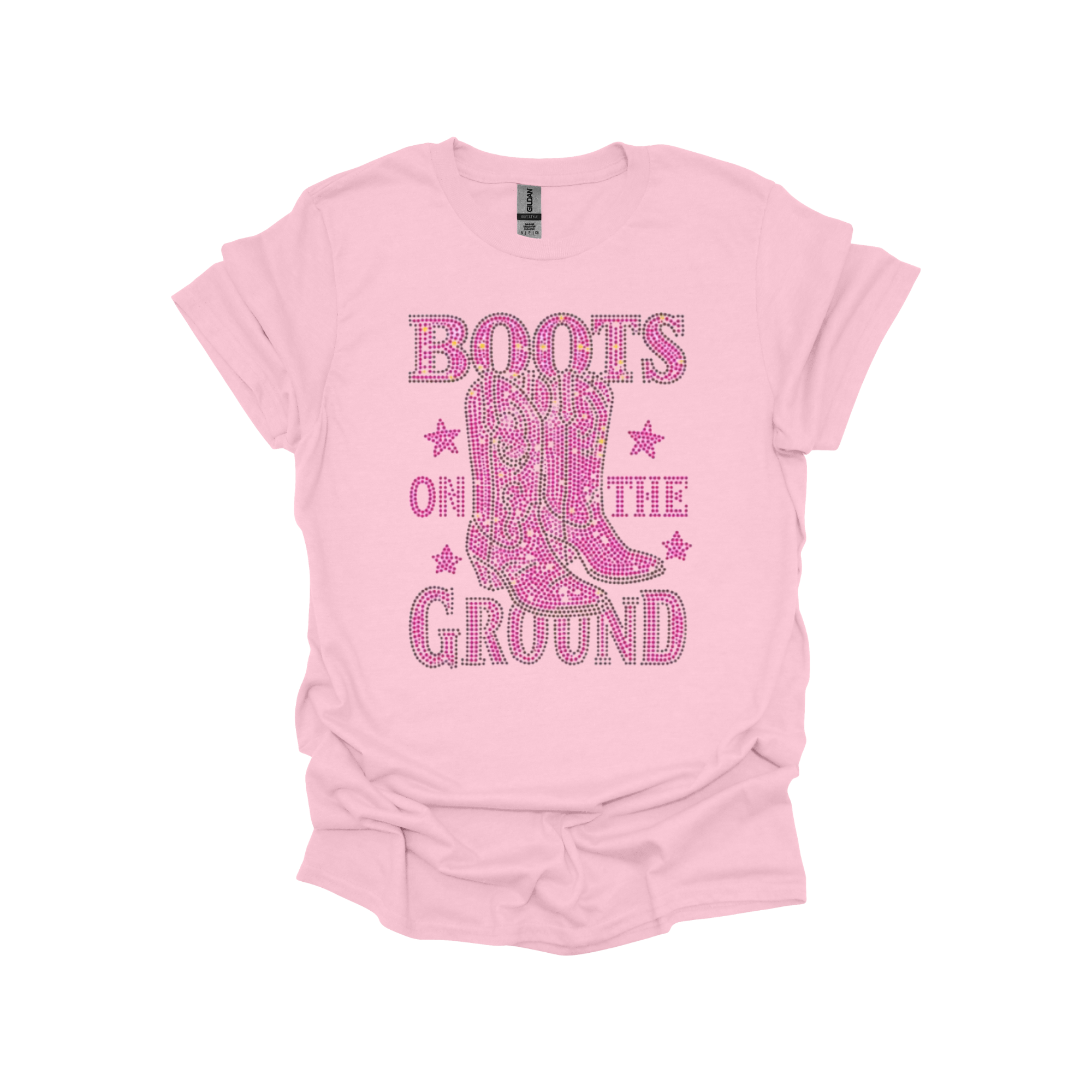 Boots On The Ground Rhinestone Bling Graphic Tee