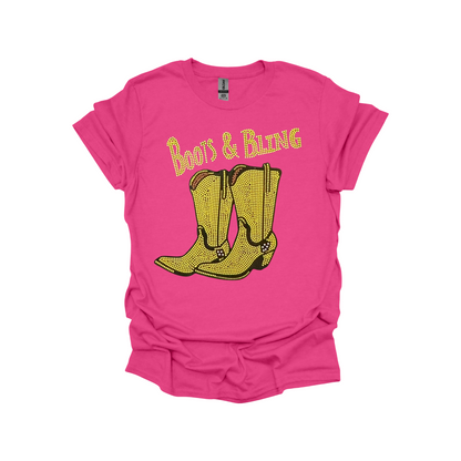 Boots & Bling Western Graphic T-Shirt – Country Style Rhinestone Tee
