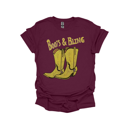 Boots & Bling Western Graphic T-Shirt – Country Style Rhinestone Tee