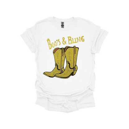 Boots & Bling Western Graphic T-Shirt – Country Style Rhinestone Tee