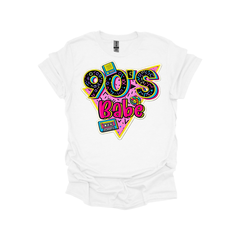 90’s Babe Retro Graphic T-Shirt or Sweatshirt – Colorful Throwback Vibes for Gen X & 90s Lovers