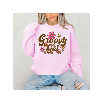 Groovy Gal Retro Floral Graphic T or Sweatshirt – Vintage 70s Vibes