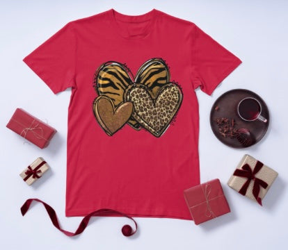 Animal Print Hearts Love Graphic T-shirt