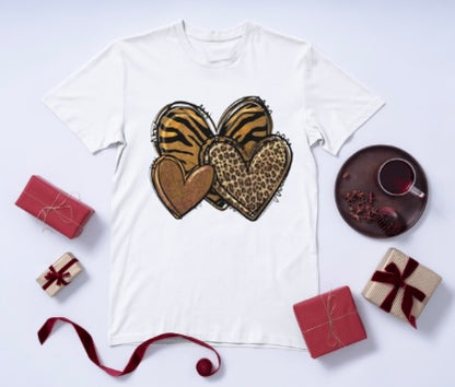 Animal Print Hearts Love Graphic T-shirt