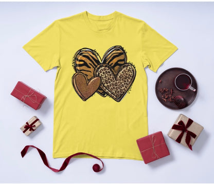 Animal Print Hearts Love Graphic T-shirt