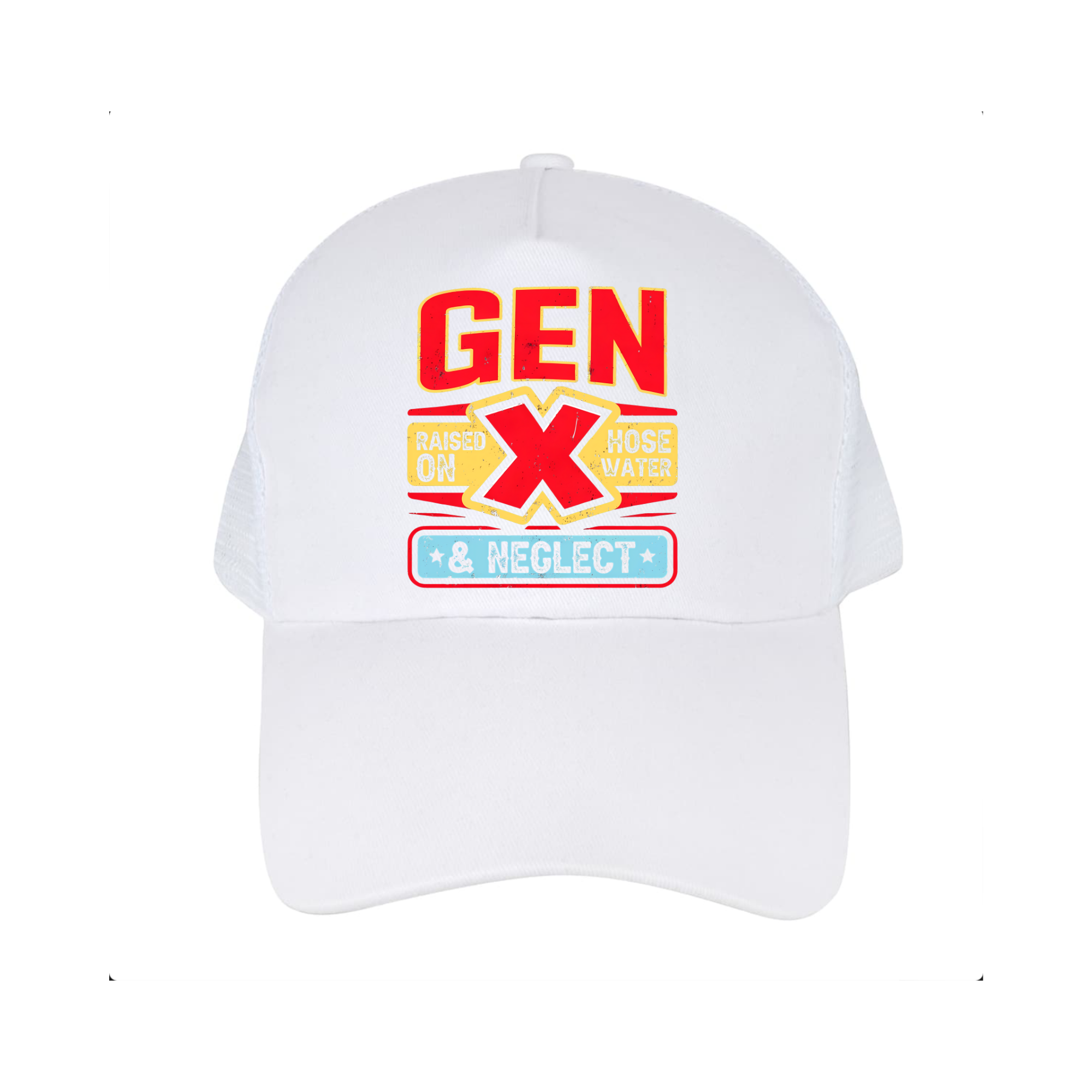 Gen X Trucker Hat – Raised on Hose Water & Neglect | Funny Retro Vintage Cap for Generation X