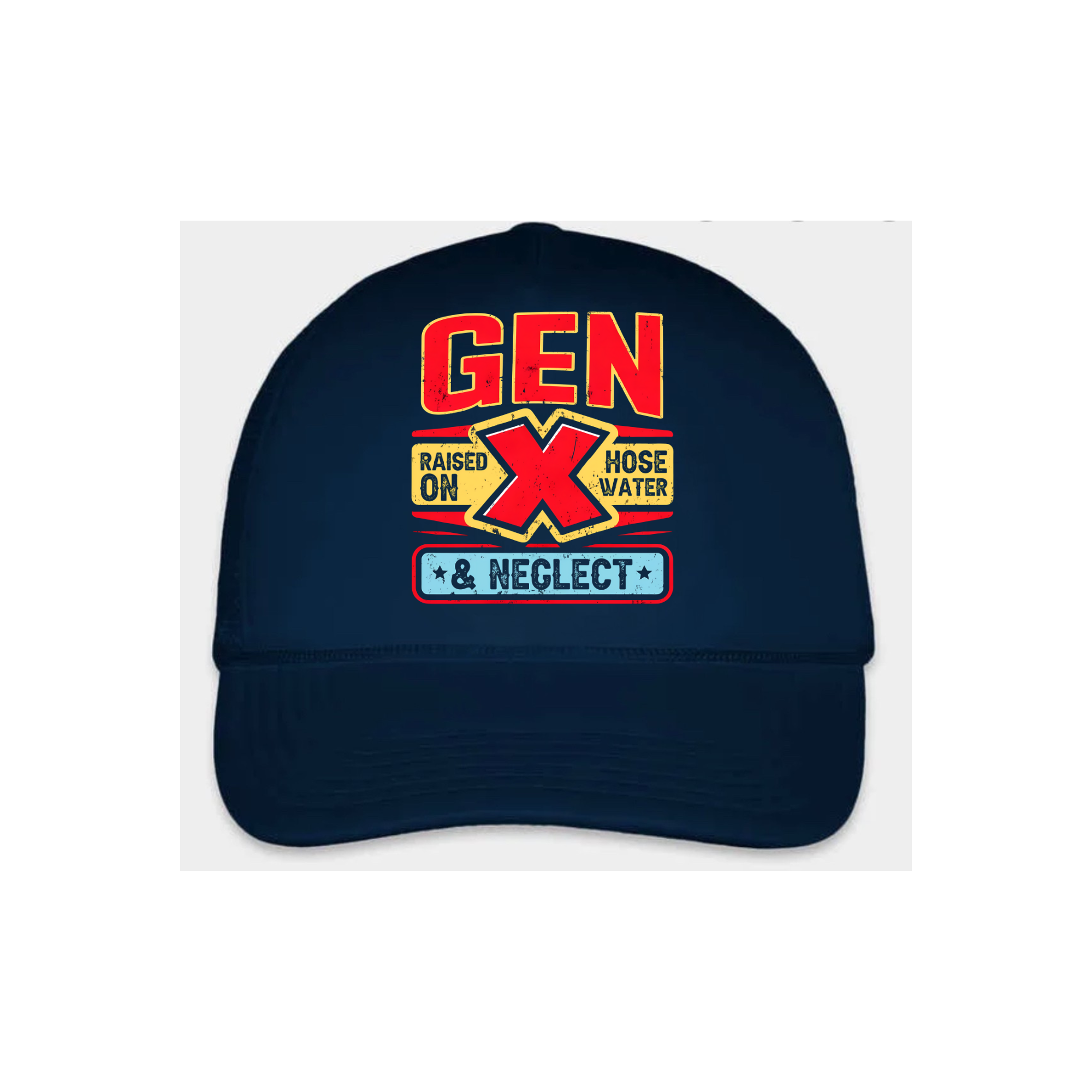 Gen X Trucker Hat – Raised on Hose Water & Neglect | Funny Retro Vintage Cap for Generation X