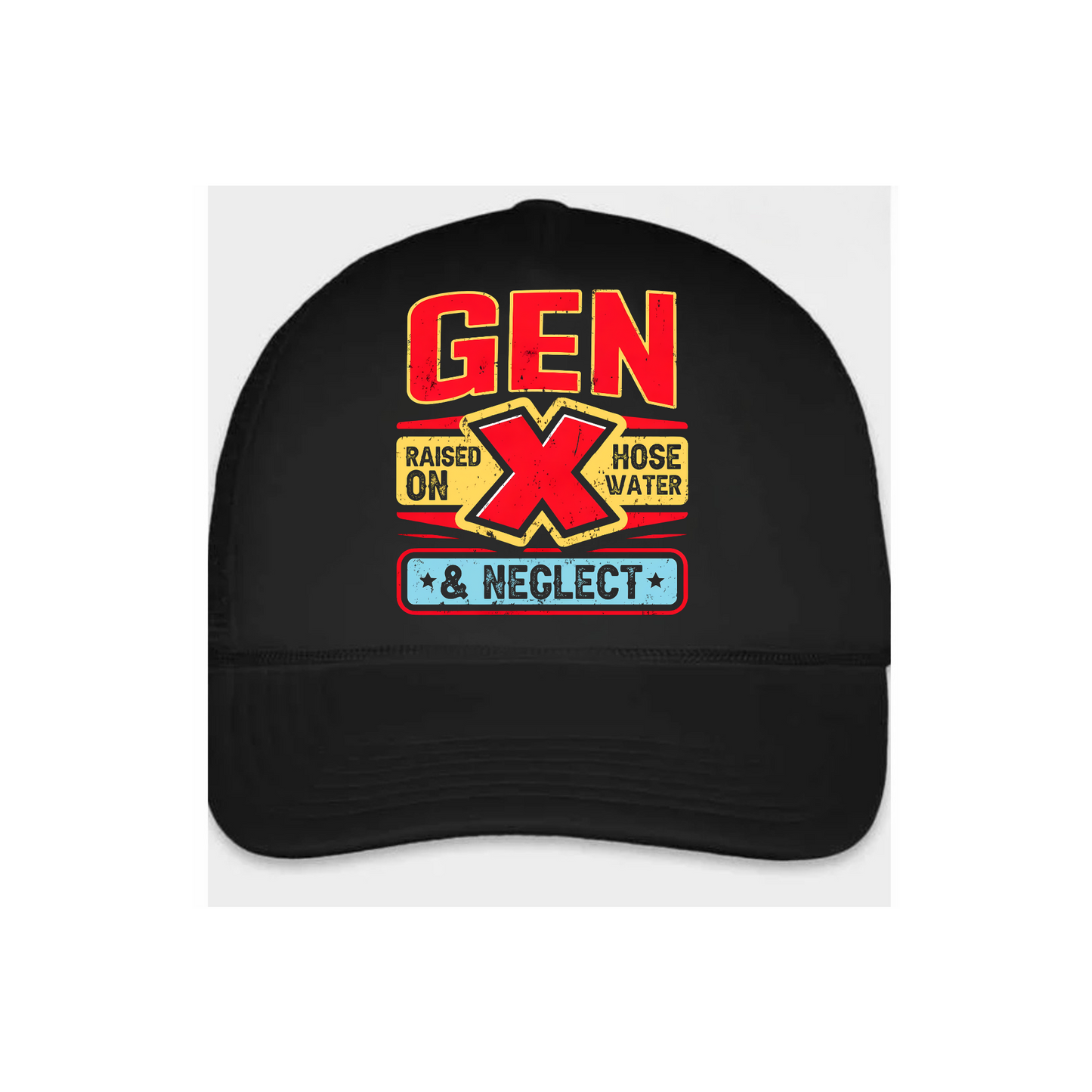 Gen X Trucker Hat – Raised on Hose Water & Neglect | Funny Retro Vintage Cap for Generation X