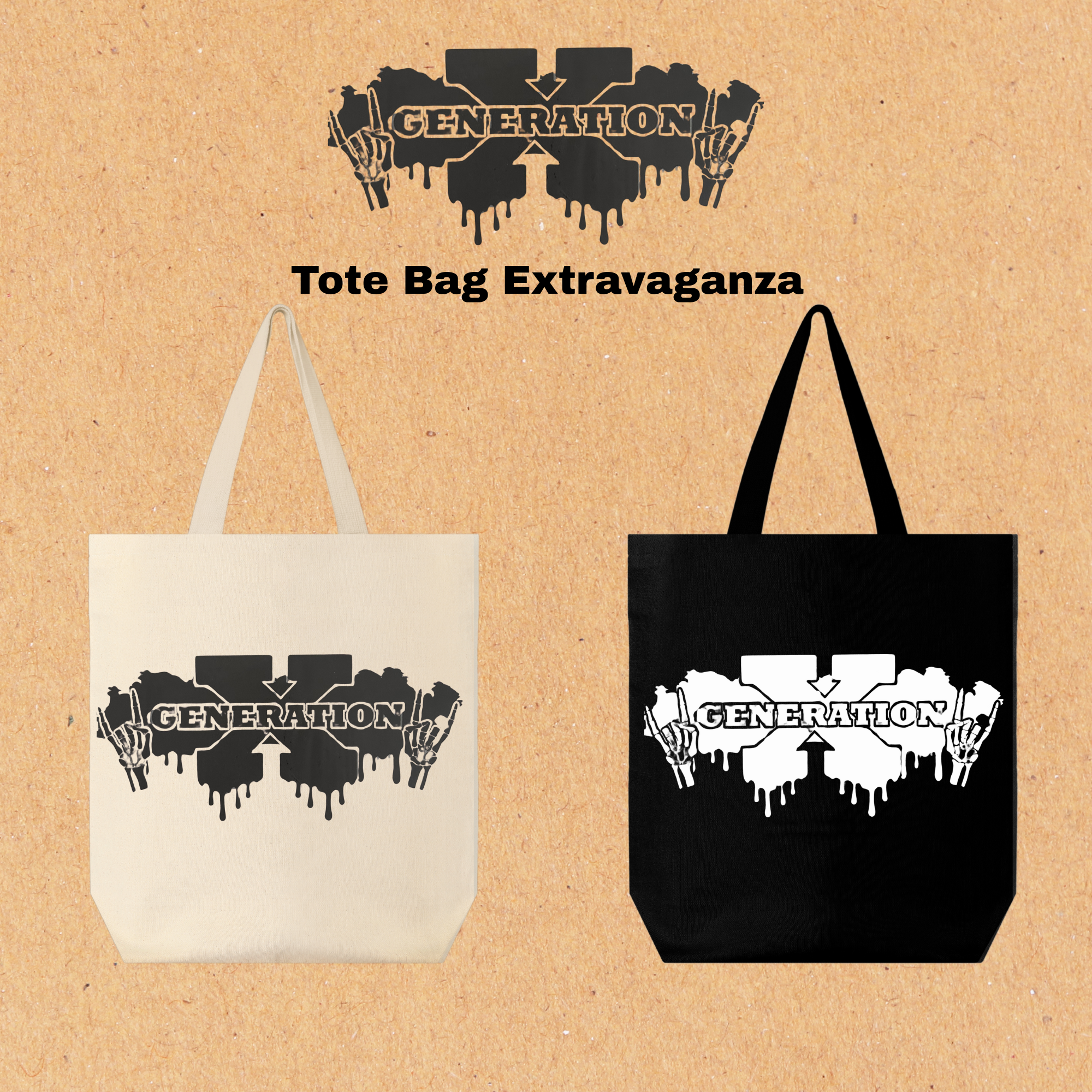 Edgy Generation X Tote Bag – Grunge Rock Style, Retro Gen X Canvas Bag for Everyday Use
