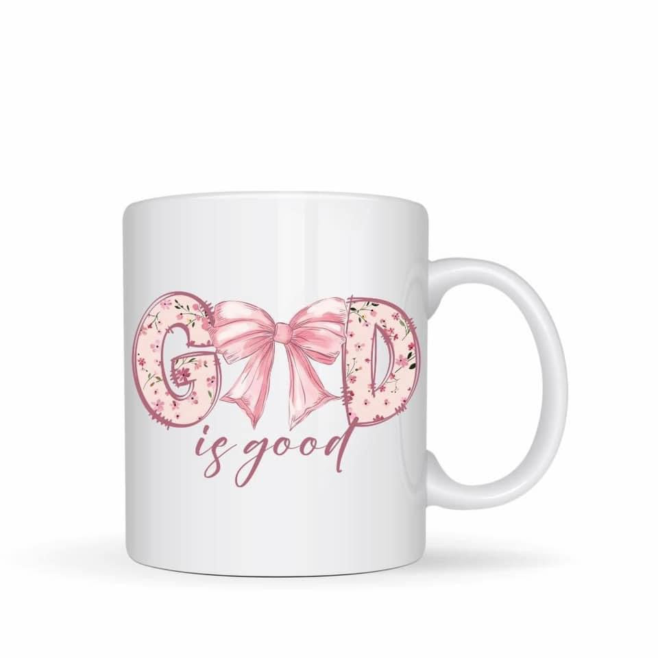 God Is Good w/ Pink Breast Cancer Ribbon Mug