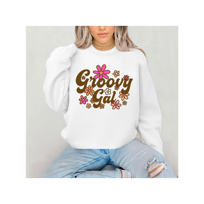Groovy Gal Retro Floral Graphic T or Sweatshirt – Vintage 70s Vibes