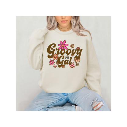 Groovy Gal Retro Floral Graphic T or Sweatshirt – Vintage 70s Vibes