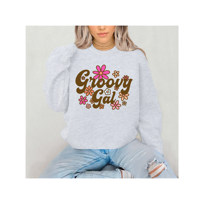 Groovy Gal Retro Floral Graphic T or Sweatshirt – Vintage 70s Vibes