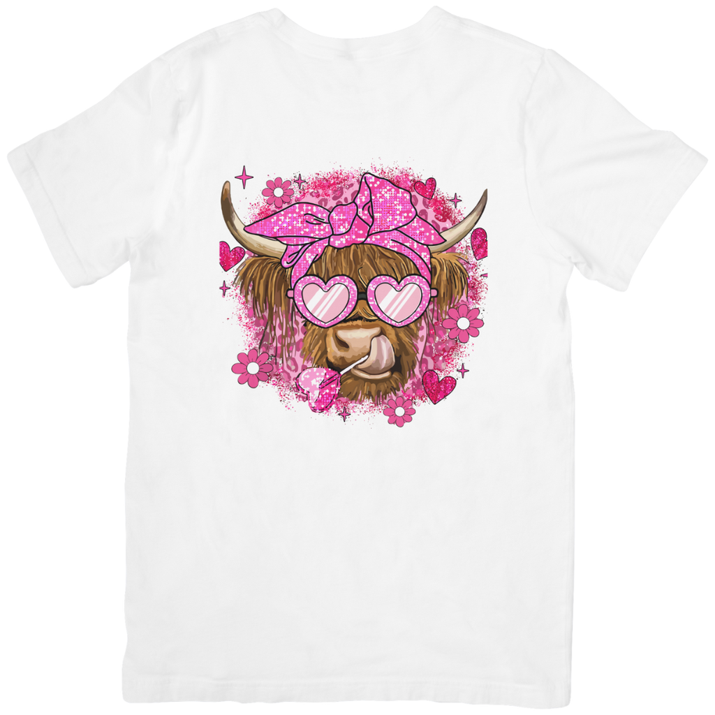 Highland Cow with Pink Sunglasses T-shirt