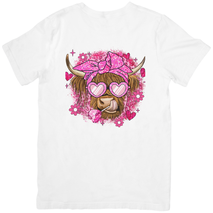 Highland Cow with Pink Sunglasses T-shirt