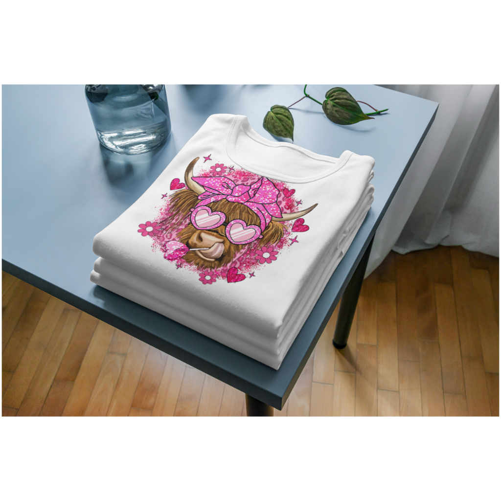 Highland Cow with Pink Sunglasses T-shirt