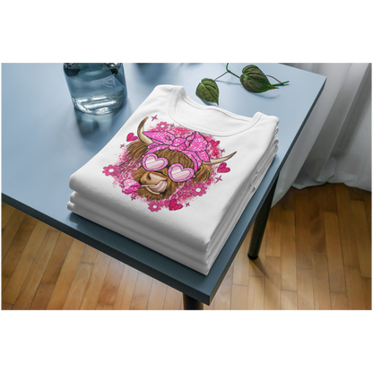 Highland Cow with Pink Sunglasses T-shirt