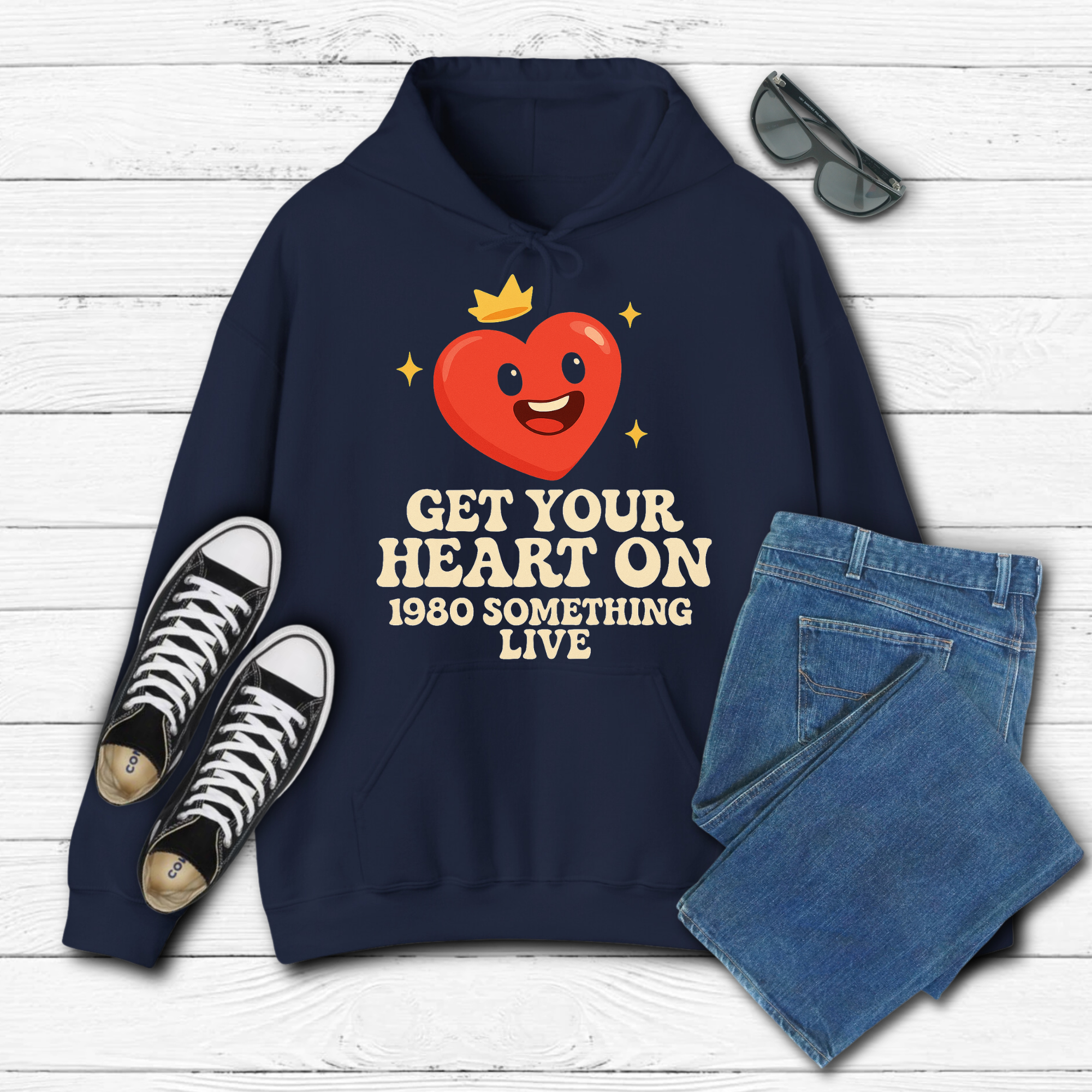 Get Your Heart On Graphic Hoodie  – Retro 1980s-Inspired Shirt with Bold Gen X Vibes