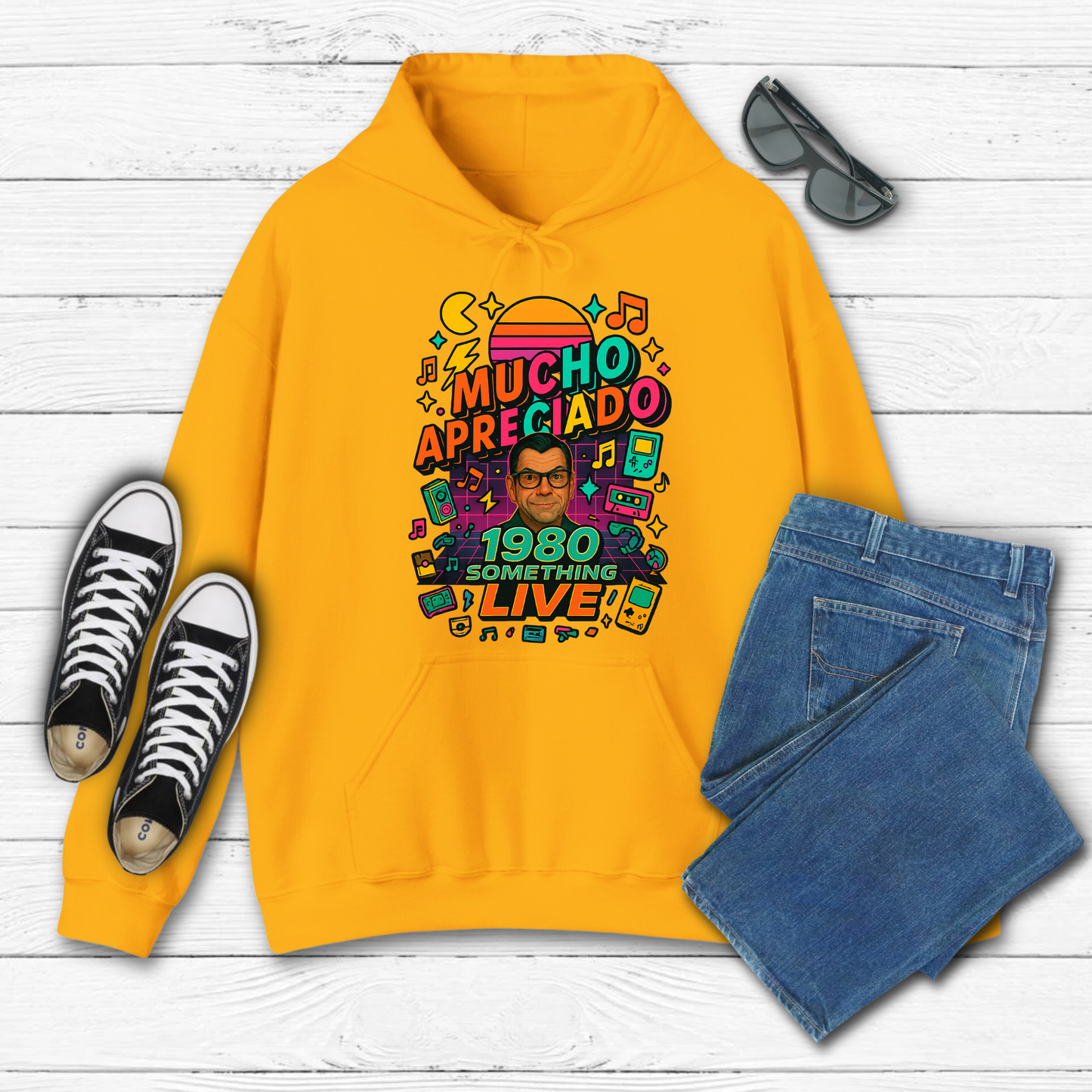 Mucho Apreciado – 1980 Something LIVE Family T-Shirt or Sweatshirt