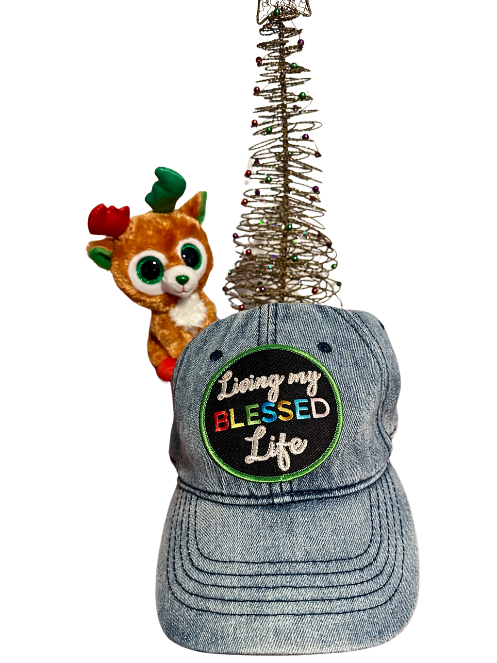 Living My Blessed Life Denim Hat – Faith-Inspired Embroidered Cap