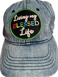 Living My Blessed Life Denim Hat – Faith-Inspired Embroidered Cap