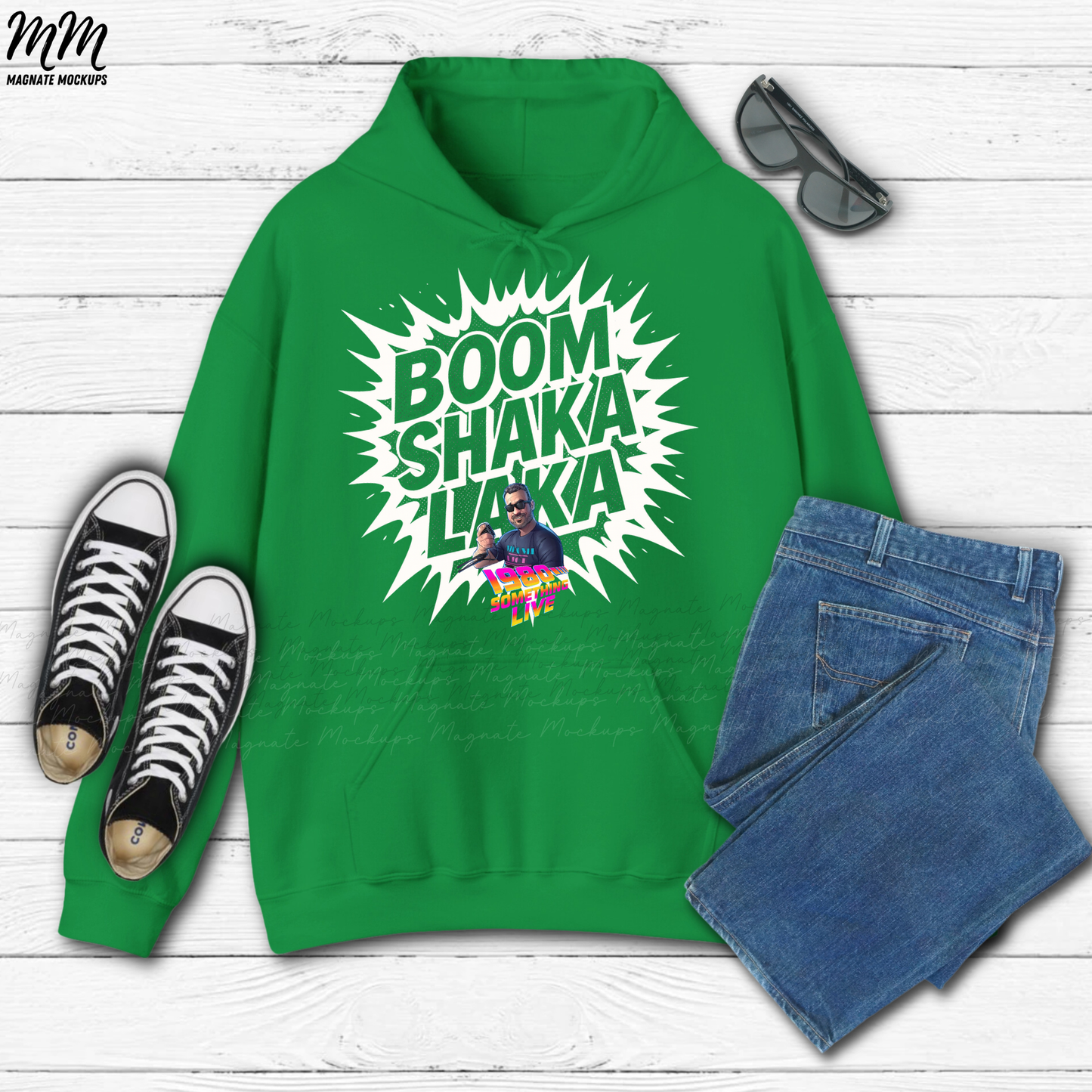 BOOM SHAKA LAKA Hoodie / Sweatshirt / T-shirt – Retro Gen X Energy with 1980 Something LIVE! Flair