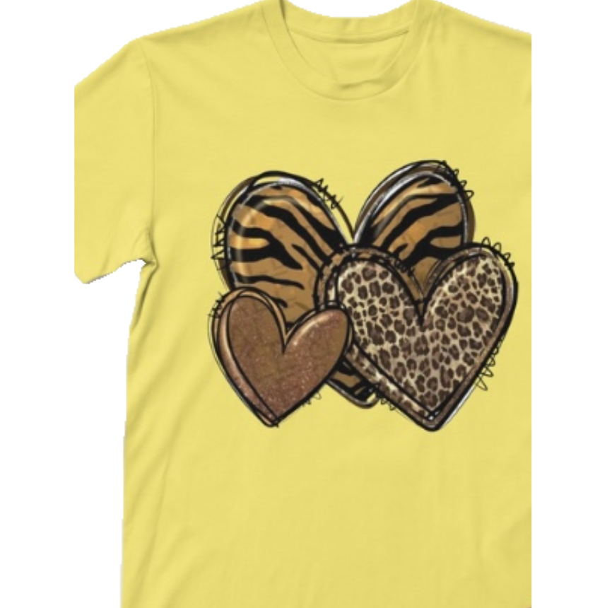 Animal Print Hearts Love Graphic T-shirt