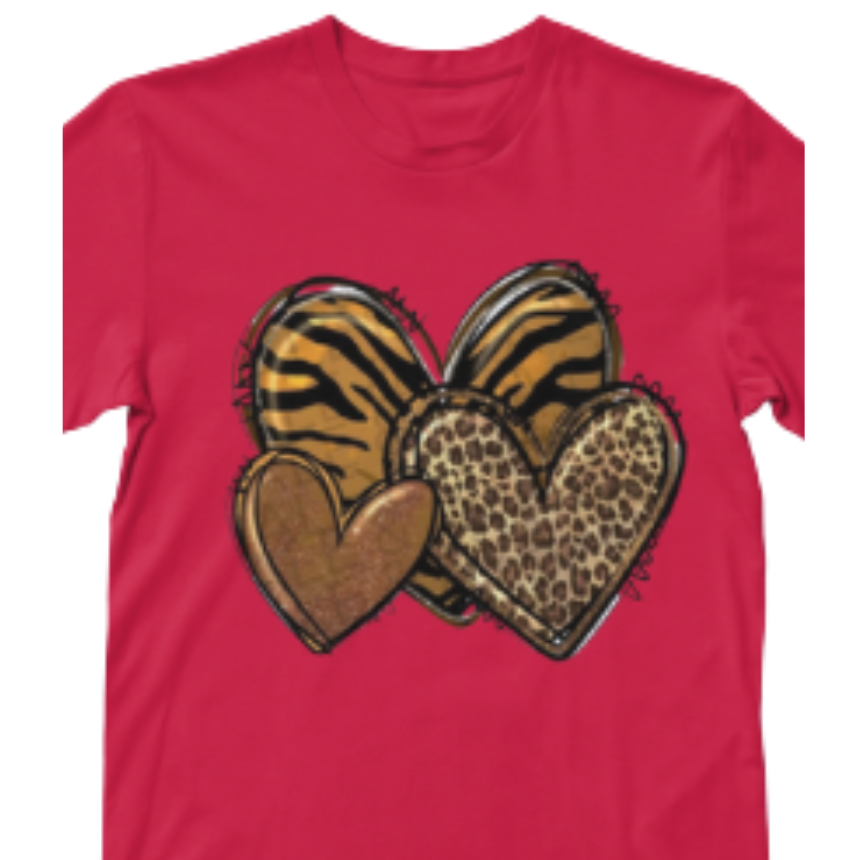 Animal Print Hearts Love Graphic T-shirt